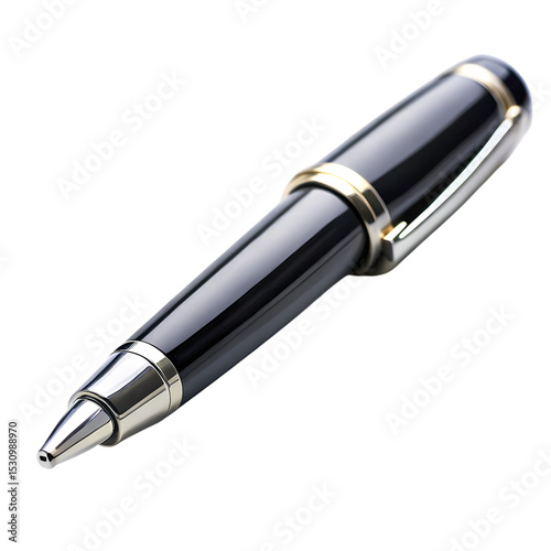 Elegant Black Ballpoint Pen: Close-Up Product Shot