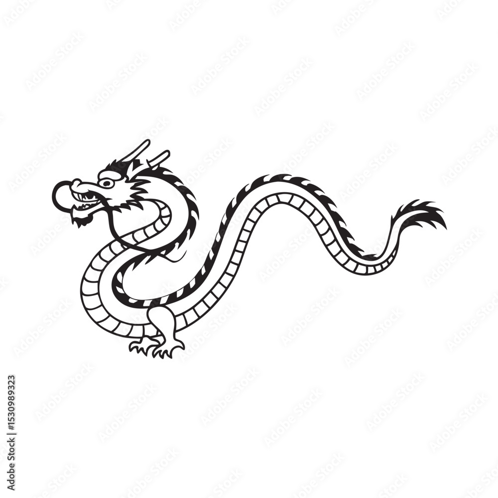Obraz premium line art of japanese dragon