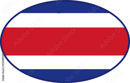 Costa Rica flag ellipse shaped. vector