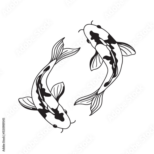 line art of japanese koi fish