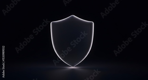 Glowing Shield Silhouette on Dark Background: Protection Concept