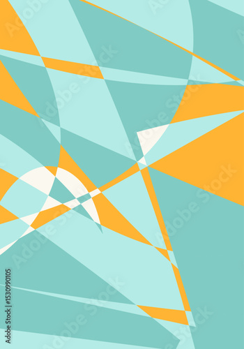 Fondo abstracto de formas geométricas rectas azul claro y naranja