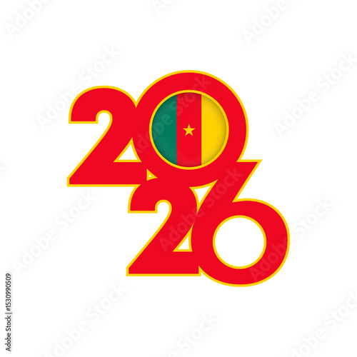 2026 banner with Cameroon flag inside.