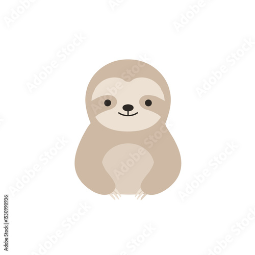 Simplistic illustration of a cute, minimalist sloth on a white background
