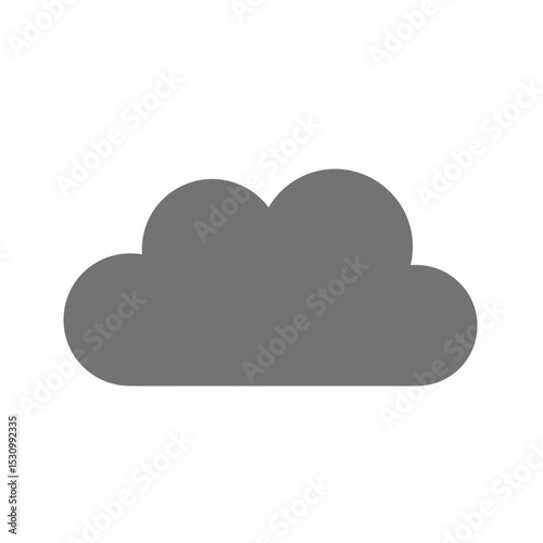 Gray cloud-shaped graphic at the bottom against a crisp, white background
