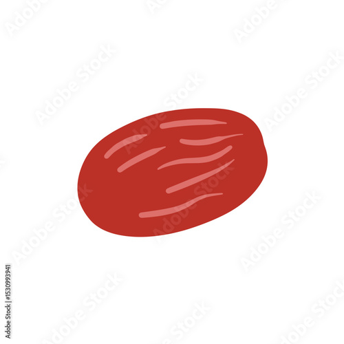 Simple illustration of a reddish-brown oblong shape with wavy lines, isolated on a white background