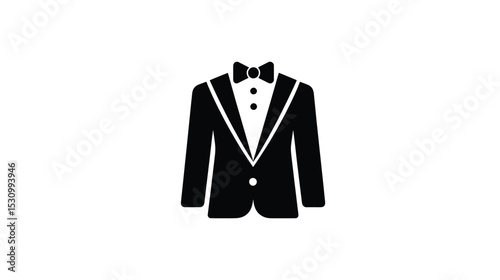 Tuxedo Icon: Elegant Black Tie Vector Graphic for Website and Design Projects