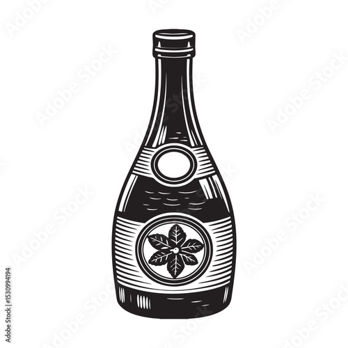 silhouette japanese sake bottle on the white background