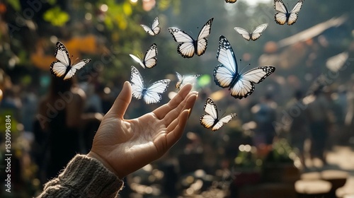 Butterflies on Hand: A Symbol of Nature