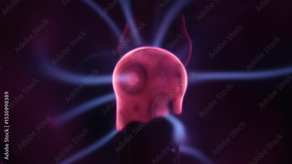ripresa con vista macro di una lampada al plasma accesa ed in funzione