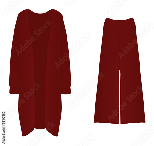 Women red jumper and pants. vector illustration	
