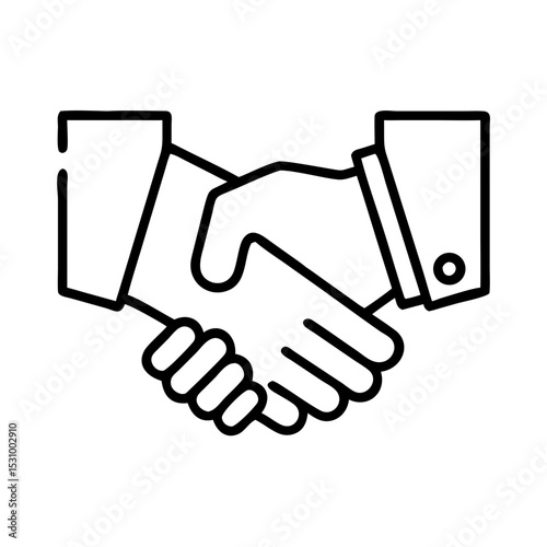 Monochrome Handshake Icon – Teamwork Contract Graphic