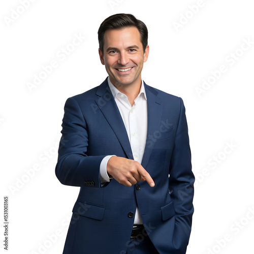 Confident Businessman Pointing, Professional Portrait