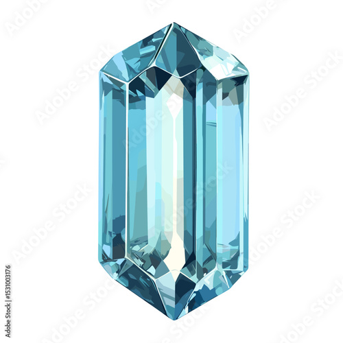 Aquamarine gemstone crystal vector isolated on a white background