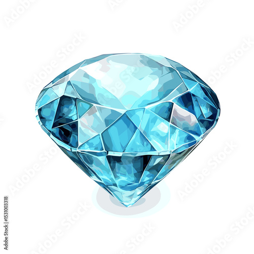 Aquamarine gemstone crystal vector isolated on a white background