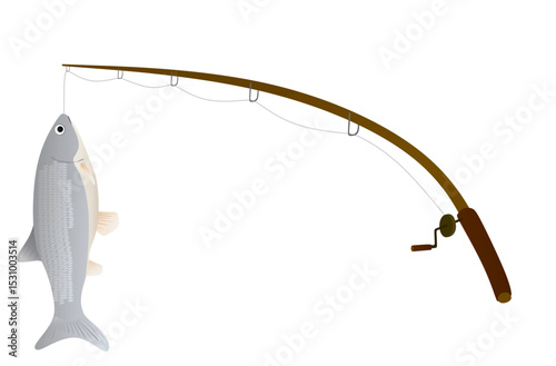 Fishing rod pole. vector illustration	
