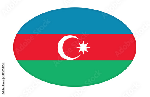 Azerbaijan flag ellipse shaped. vector	