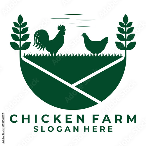 Farm Chicken logo design icon. Nature Rooster Farm logo design