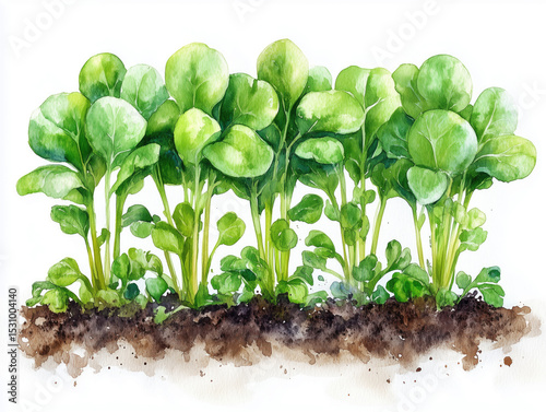 Green seedlings flourishing in a garden bed during the spring season