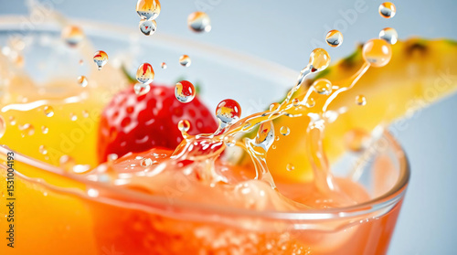 Refreshing Orange Juice Splash with Citrus and Berries – High-Speed Drink Photography