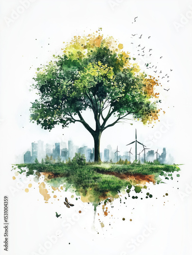 Urban nature blend shows harmony between city life and the environment