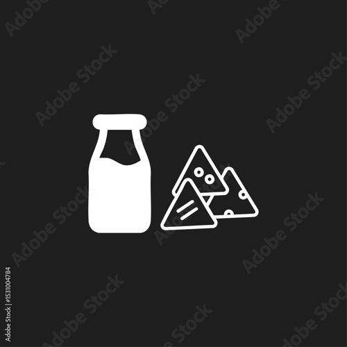 Milk and Cheese icon logo flat vector design