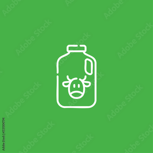 Milk bottle icon logo flat vector design