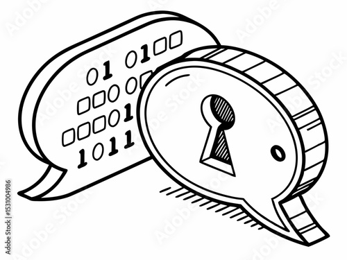 Creative Black And White Line Art Icon Of A Chat Bubble Co Vector