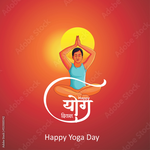 21 June- international yoga day, woman in yoga body posture. VectorI ndia yoga day or International yoga day background, 21 June Poster design. Vector illustration yoga body posture font