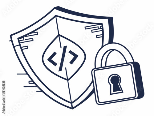 Elegant Silhouette Icon Of Coding Brackets With A Shield Design