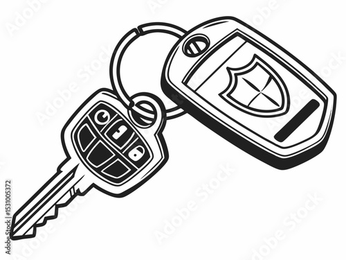 Minimalist Black And White Vector Icon Of A Keychain Holding Symbol