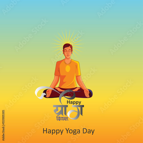 21 June- international yoga day, woman in yoga body posture. VectorI ndia yoga day or International yoga day background, 21 June Poster design. Vector illustration yoga body posture font