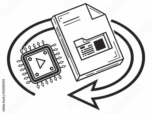 Minimalist Black And White Vector Of A Corrupted Document Ic Design