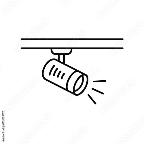 Minimalist Line Art Illustration of a Ceiling Mounted Spotlight Fixture