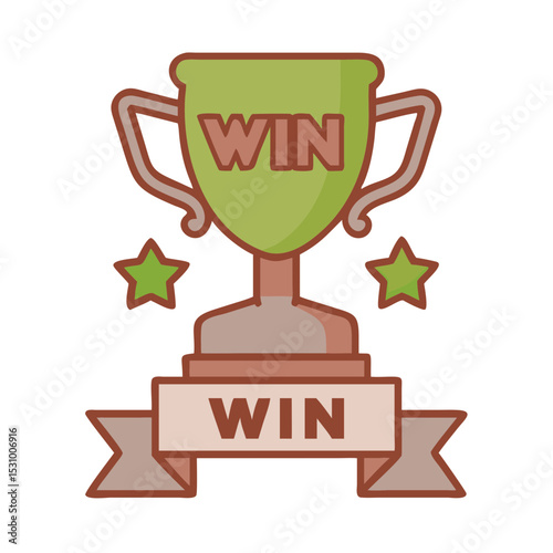 Success Trophy Icon — Win Label and Prize Recognition Symbol