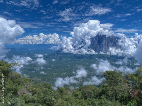 The mountain in Si Nan National Park, Nan, Thailand, boasts a stunning green landscape view