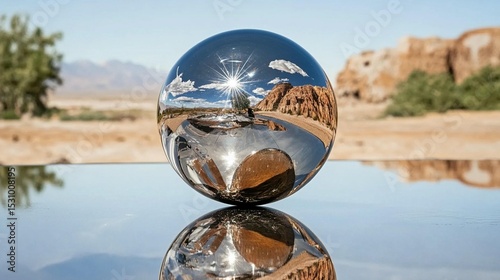 Sphere Reflecting Desert Landscape