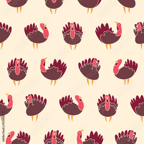 Vector Turkey Seamless Pattern Background for Print Fabric Surface Fashion Wrapping