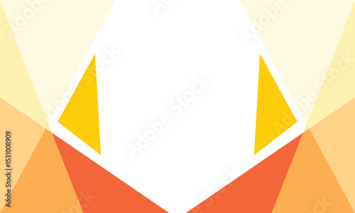 Vibrant abstract background with layered orange, yellow, and beige geometric shapes forming a symmetrical pattern. Ideal for modern design, templates, and creative digital projects.