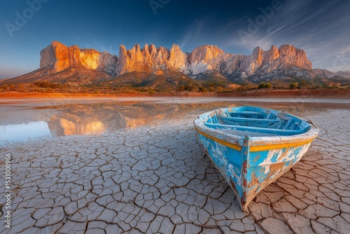 A kayak is stranded on dry land at the Sau reservoir in Panta de Sau due to the worst drought in Catalan history