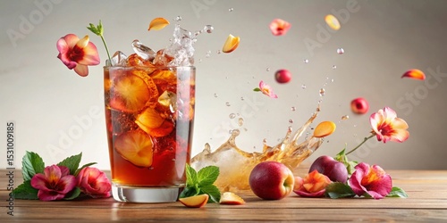 Refreshing Iced Tea with Fruit and Flowers A Summer Beverage Delight