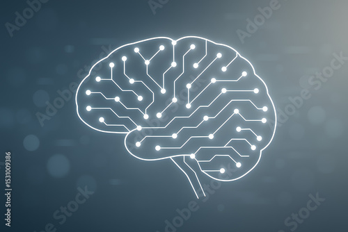 Futuristic Artificial Intelligence Brain with Glowing Circuits and Holographic Interface