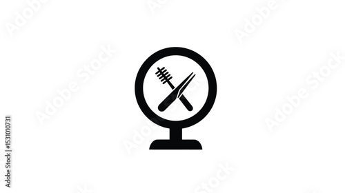 Mascara and Tweezers Icon: Beauty Salon Logo Design