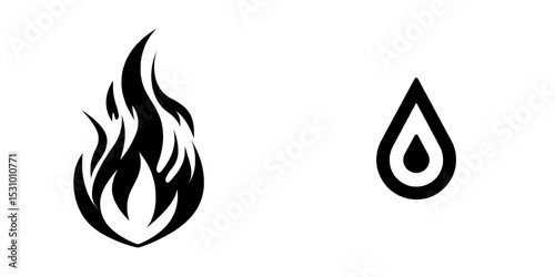 A simple icon featuring a fire flame is shown as a black silhouette on a white background, commonly used in modern web page and mobile app design