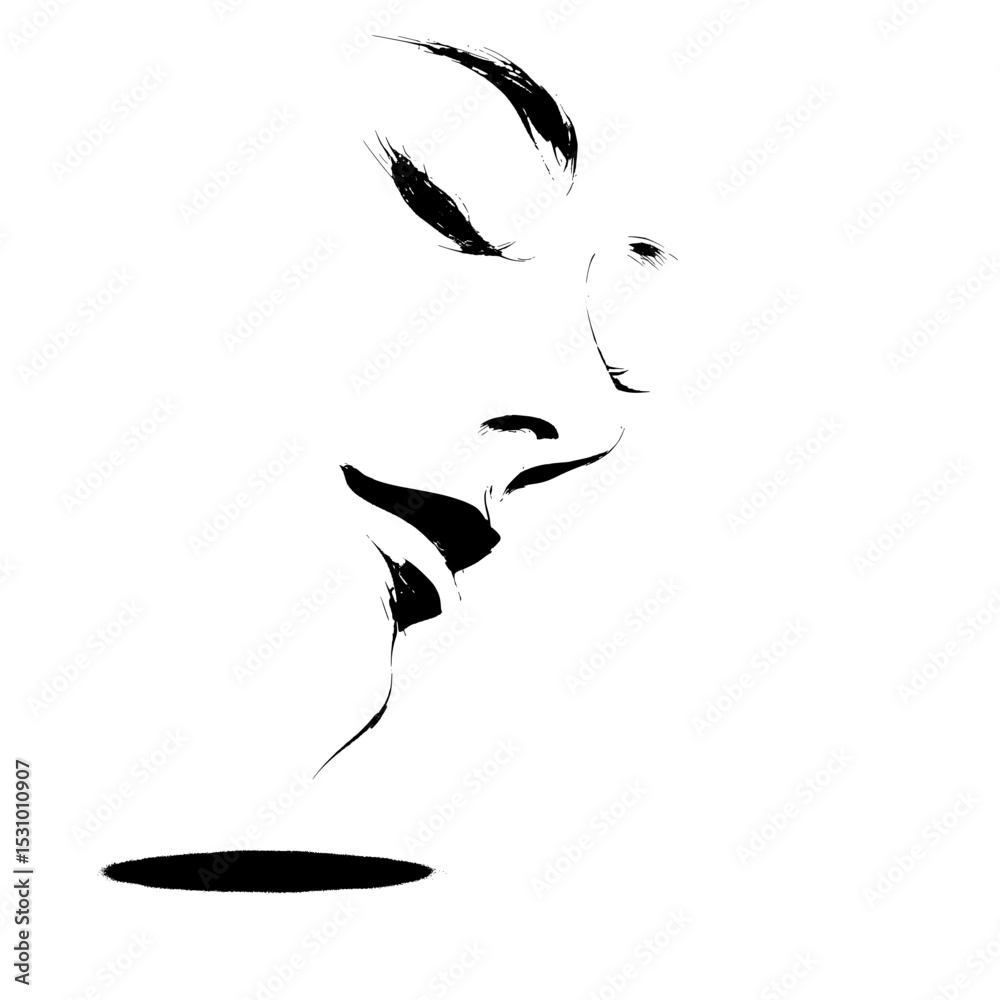 Fototapeta premium A woman's face in modern silhouette stands out on a white background