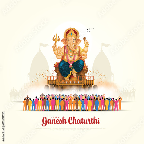 Creative illustration of Lord Ganpati background for Happy Ganesh Chaturthi. festival of India.