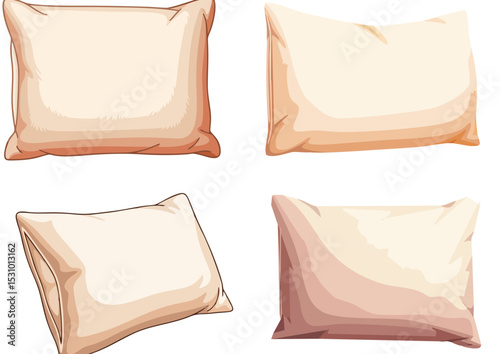 Fluffy throw pillow with curved edges on a transparent background in flat modern illustration
