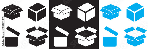 Box and packaging  icon .  Vector for crumpled box, delivery, cargo, open, closed, , pack box etc . Vector for websites, mobile interfaces, presentations, banner, visual branding etc. EPS 10