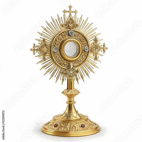 Golden Monstrance with Crosses and Jewels