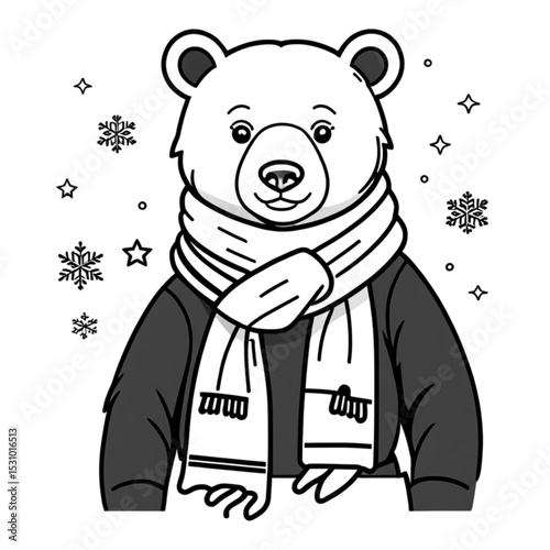 マフラーを巻いたくま｜Bear with Scarf